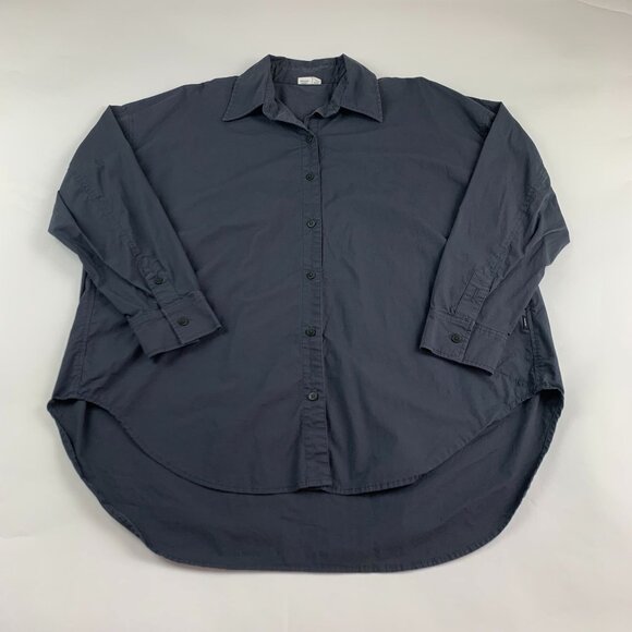 Ten Tree Charcoal Organic Cotton Oversized Button Front Shirt L - Picture 1 of 8